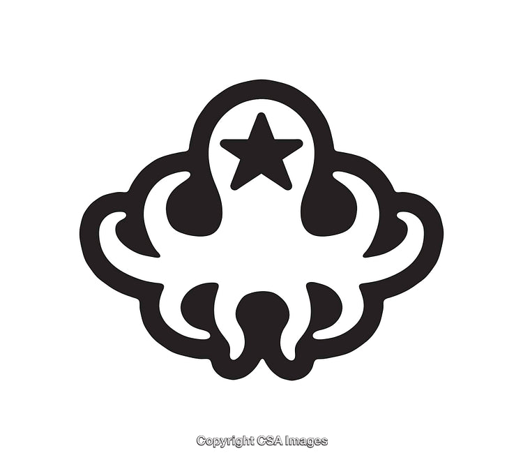 Black and White Line Art of Abstract Octopus with Star Motif