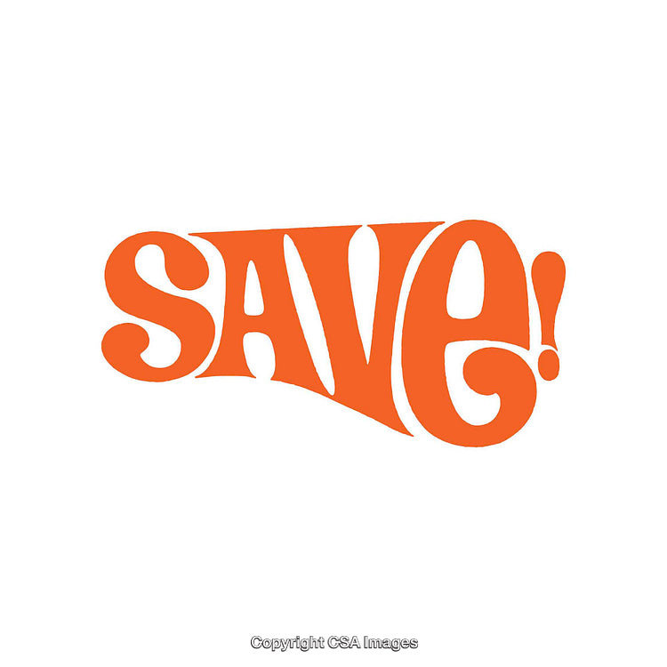Bold Retro Style Save Typography Design in Vibrant Orange Color