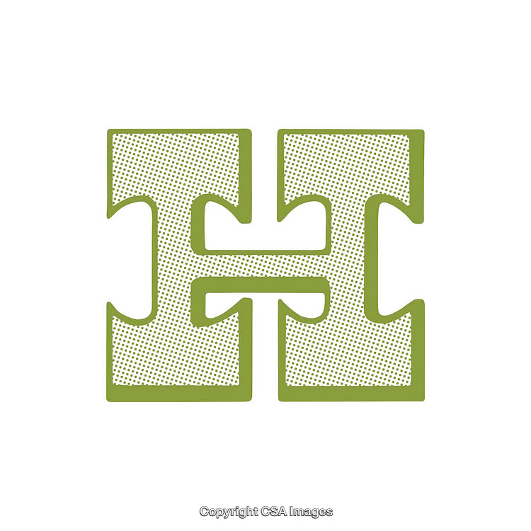 Stylized Green Letter H Design with Halftone Texture on White