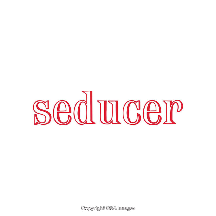 Bold Red Text 'Seducer' on Minimal White Background Design