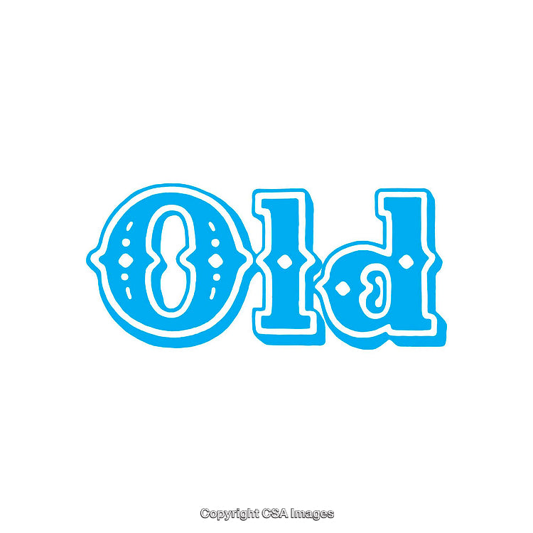 Illustrated Typography With 'Old' in Blue Decorative Font Design