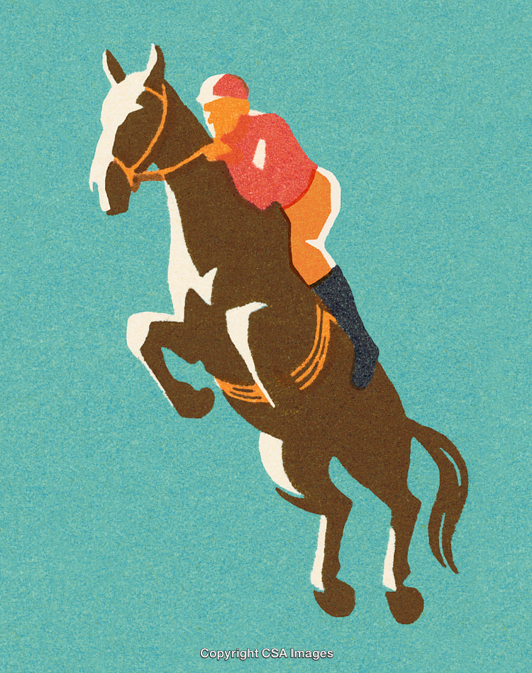 Abstract Illustration of Equestrian Jumping on a Horse