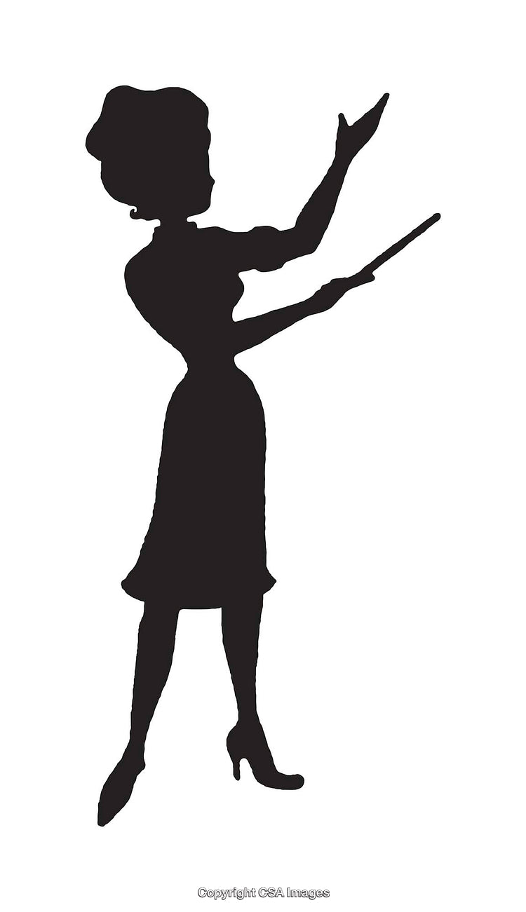 Silhouette of a Teacher Holding a Pointer in an Academic Pose