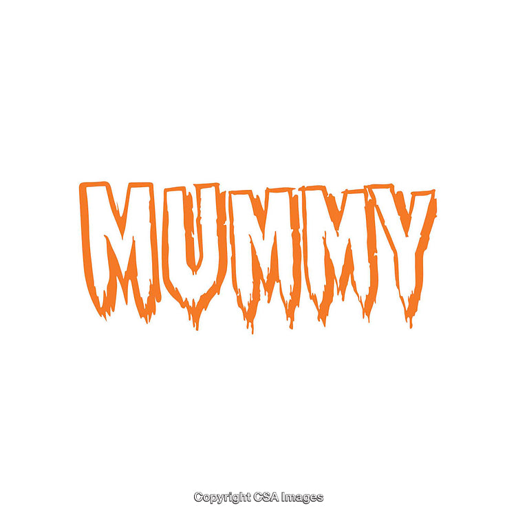 Mummy Typography Artwork in Orange on White Background