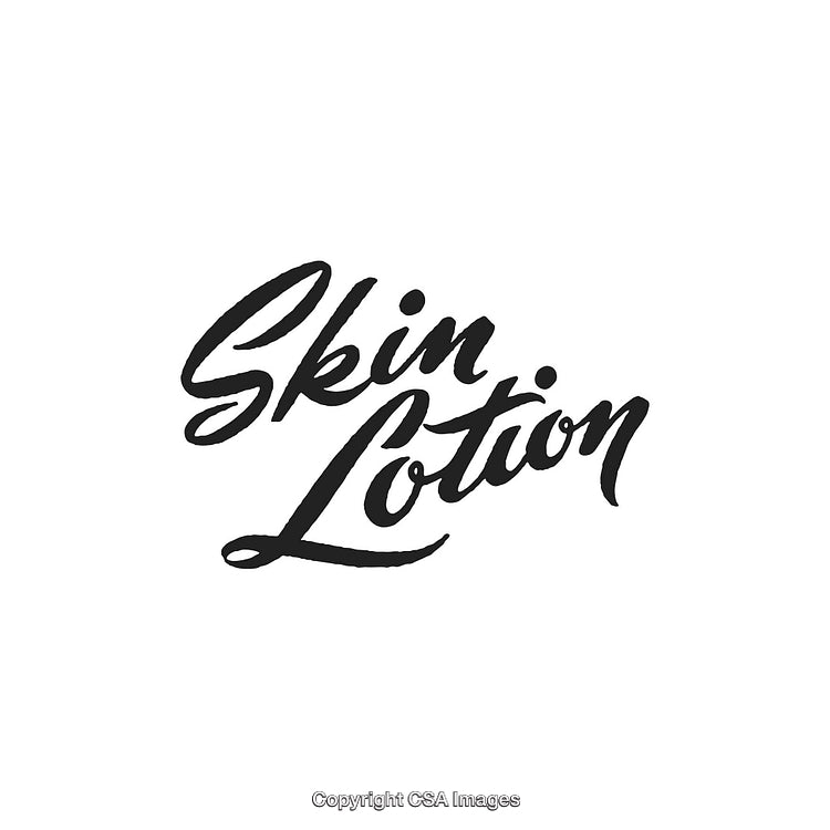Handwritten Skin Lotion Logo Design on a White Background