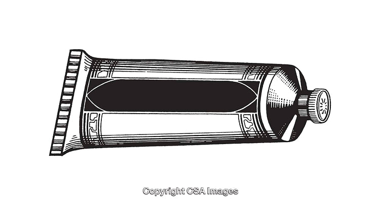 Black and White Line Art Illustration of a Tube of Paste