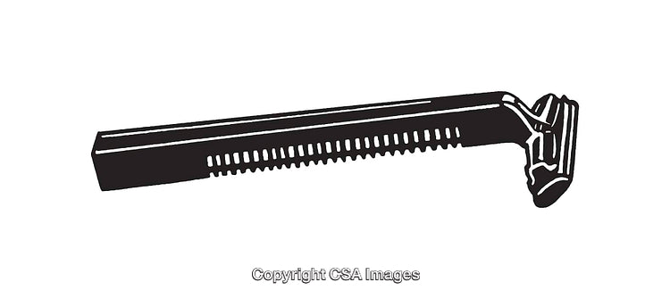 Black and White Line Art Illustration of a Straight Razor Tool