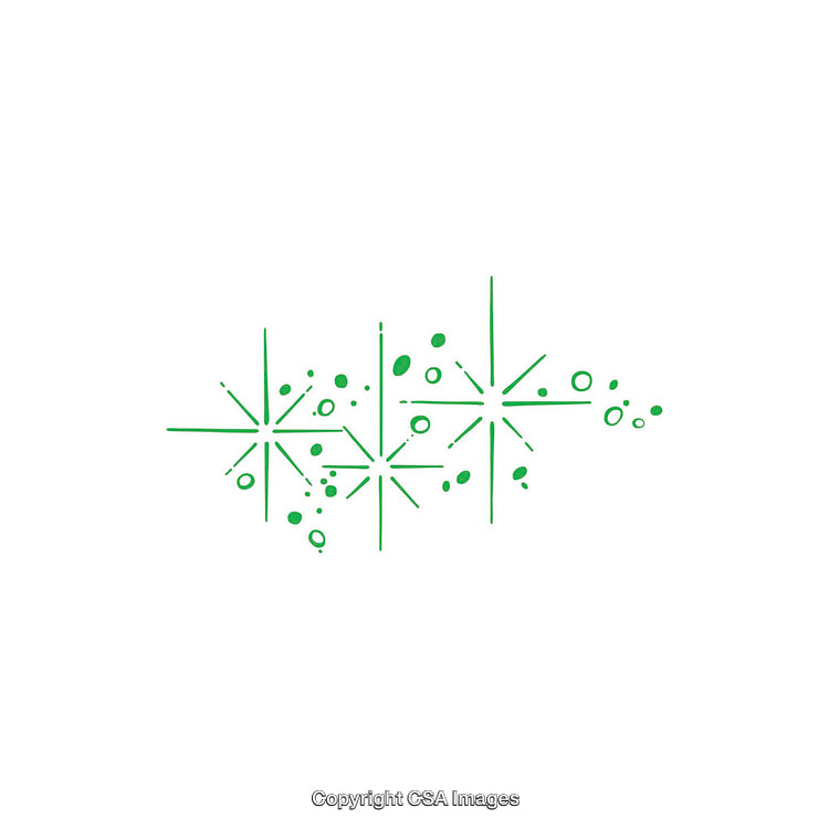 Green Starburst and Dot Pattern on a White Background