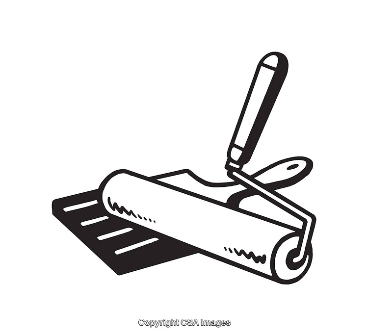 Black and White Artwork of a Paint Roller Illustration