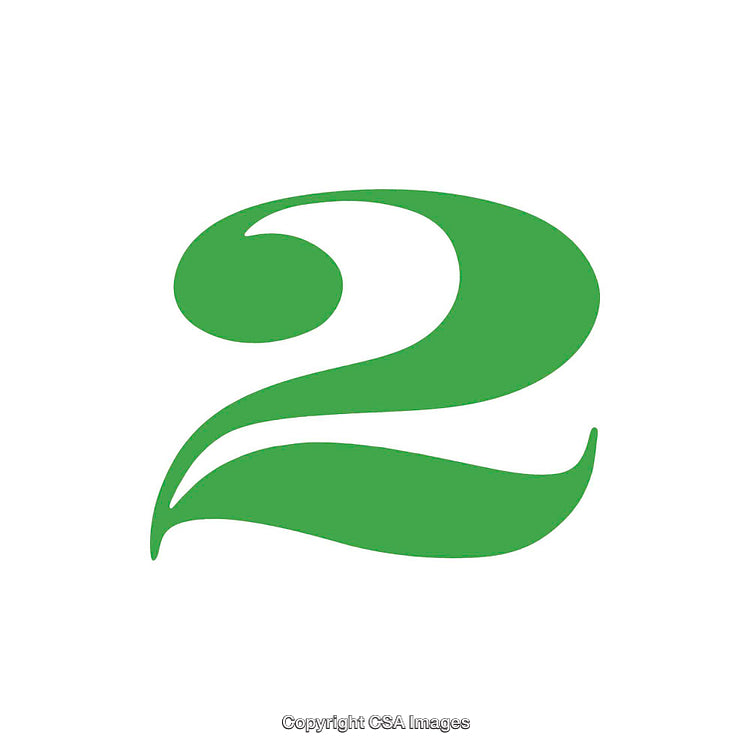 Green Stylized Number Two with Eco-Friendly Leaf Design Symbol