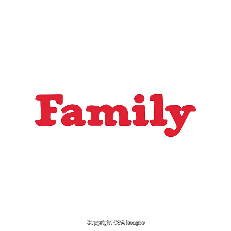 Red Word Typography Design Featuring the Word 'Family' on White Background