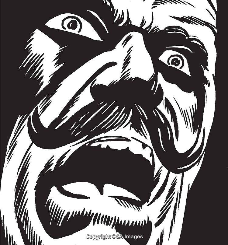 Intense Expression in Black and White Sketch Style Drawing