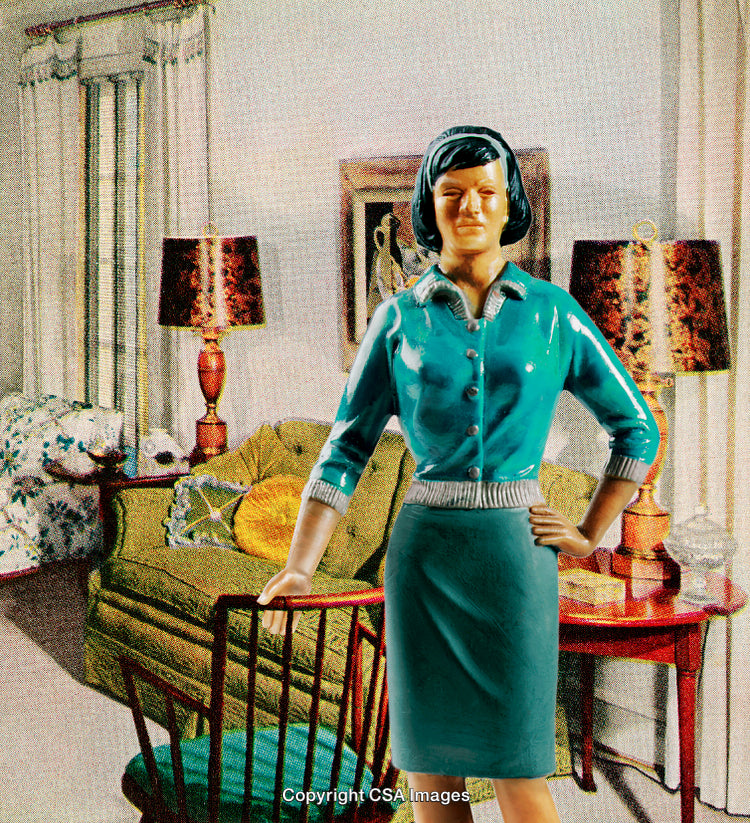Vintage Figurine in Nostalgic Mid-Century Living Room Setting