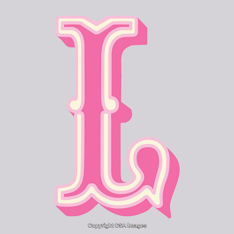 Detailed Pink Letter L Illustration with Retro Style Design