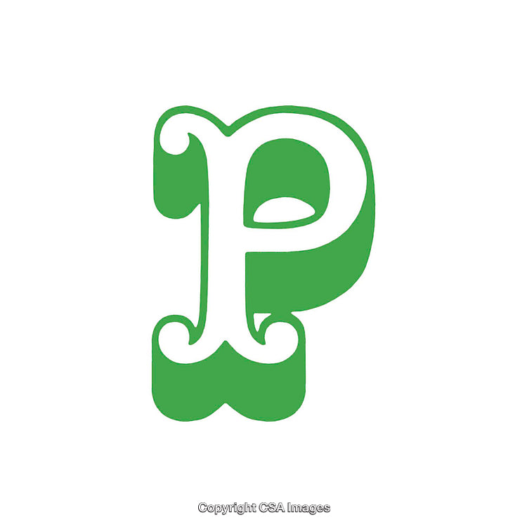 Bold Decorative Letter P in Bright Green Design