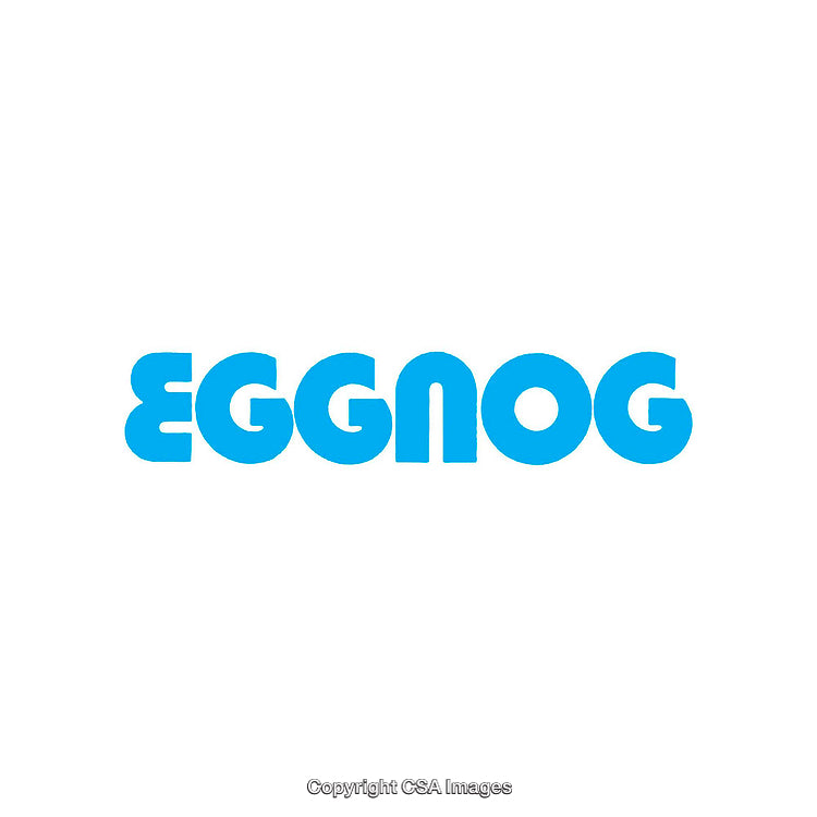 Blue Text Displaying the Word Eggnog in Bold Stylized Letters