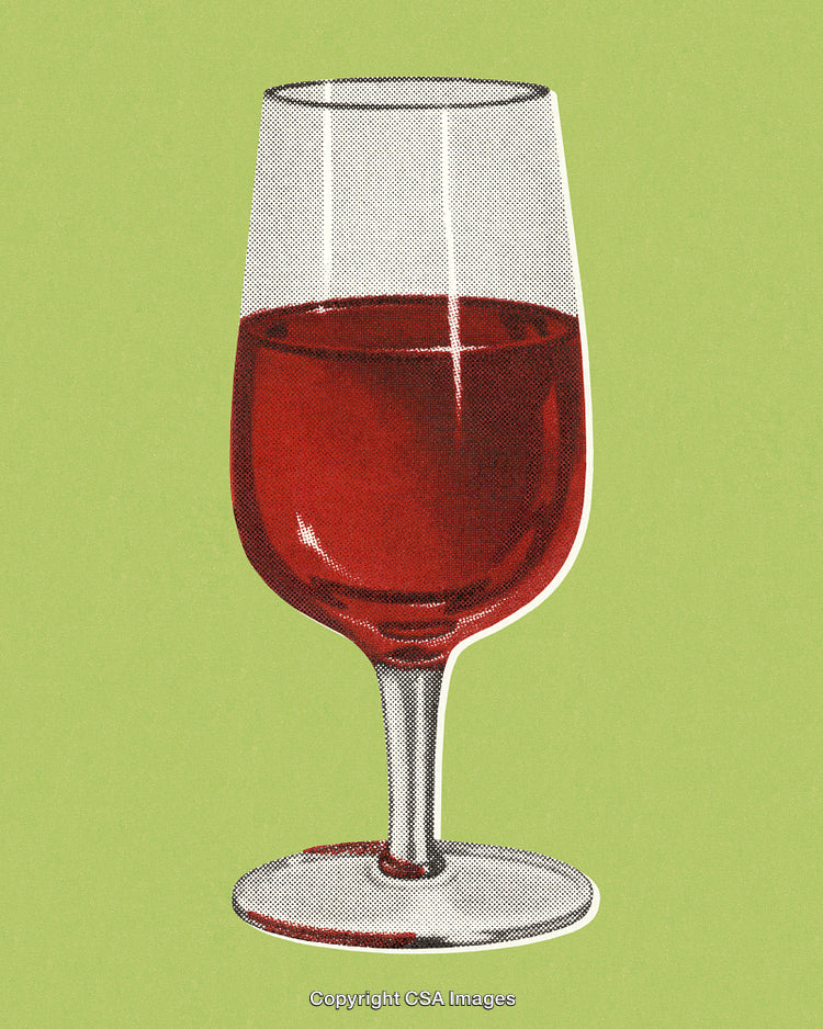 Retro Pop Art Illustration of a Wine Glass on Green Background