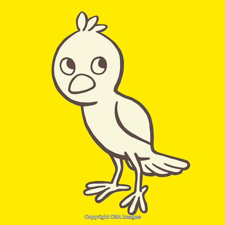 Adorable Cartoon Bird With a Playful Expression on a Vibrant Yellow Background