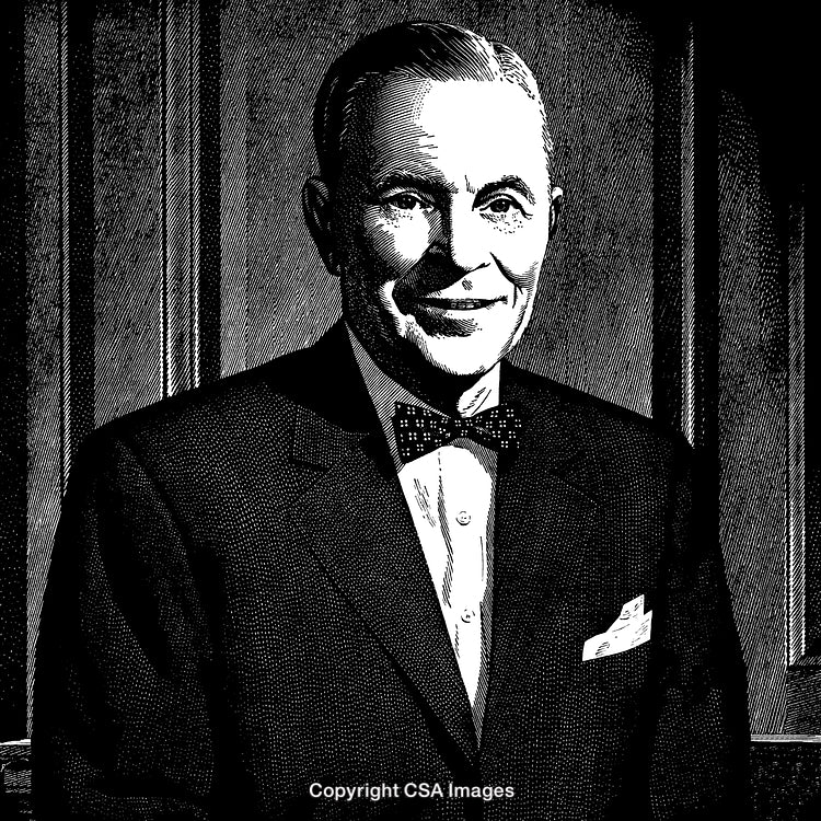 Black and White Engraving of a Gentleman in Formal Attire