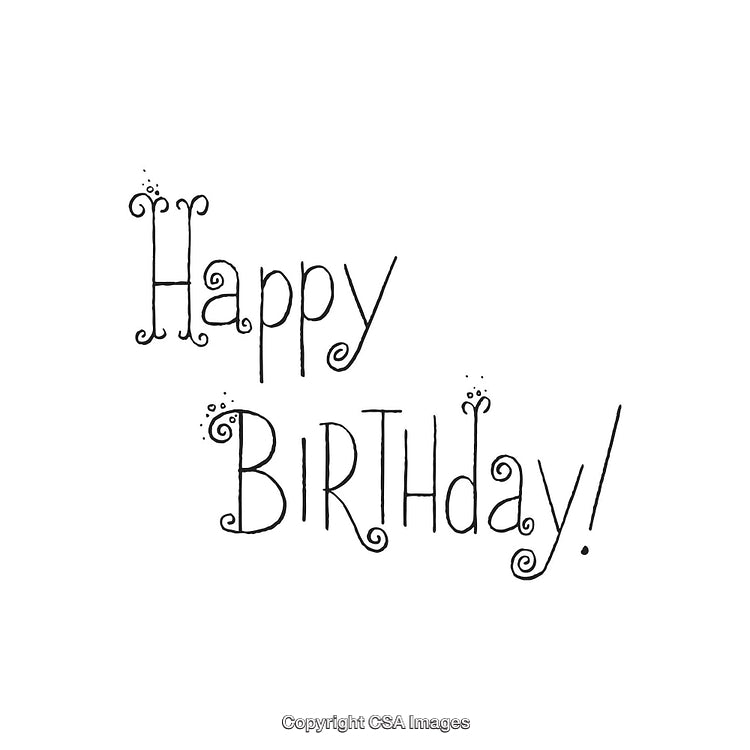 Playful Happy Birthday Text Design with Whimsical Calligraphy