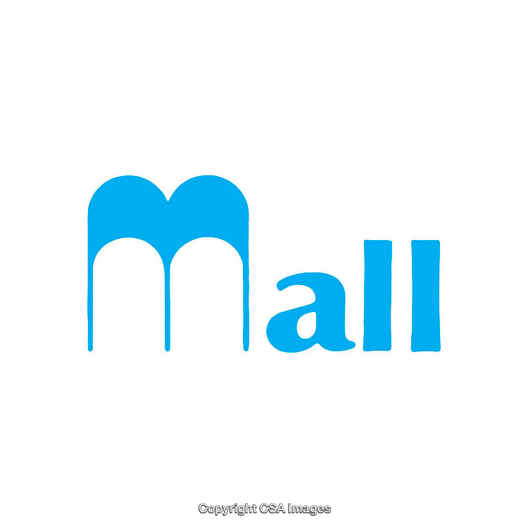Blue Stylized Text Featuring Artistic Mall Branding Concept