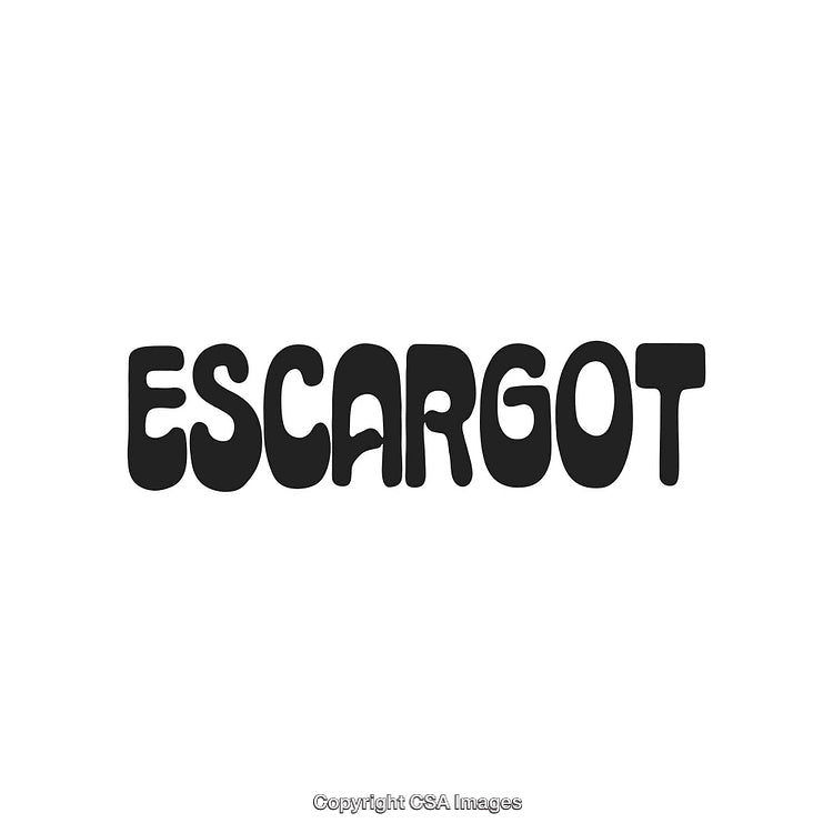Bold Escargot Text in Stylized Font on Clean White Background