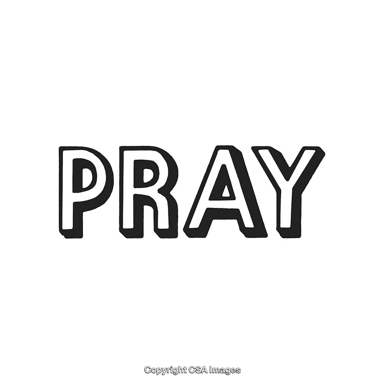 Bold Black and White Typography Featuring the Word 'Pray' in All Capitals