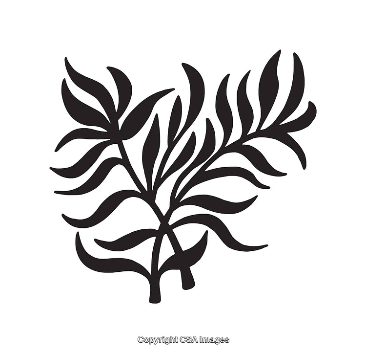 Stylish Black and White Line Art Illustration of Abstract Leaves