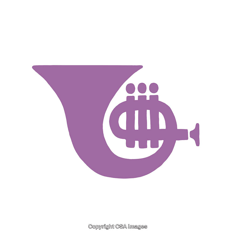 Purple Icon of a Simple Horn on a White Background