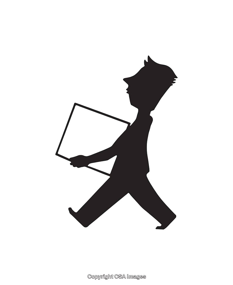 Silhouette of a Person Carrying a Rectangular Object in Motion
