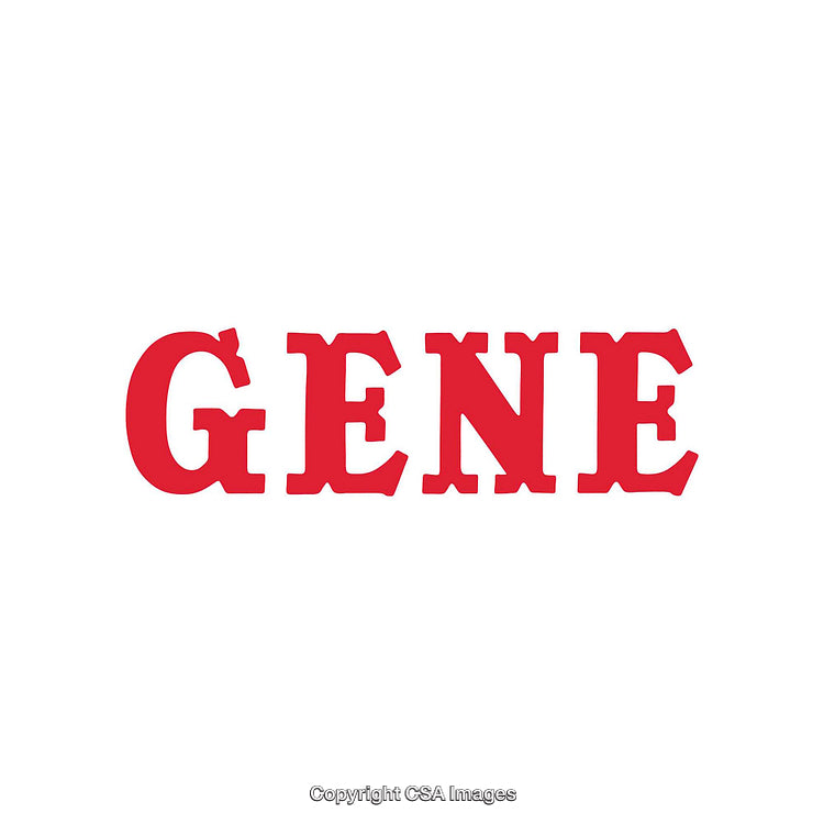 Bold Red Typography Spelling 'Gene' on Clean White Background