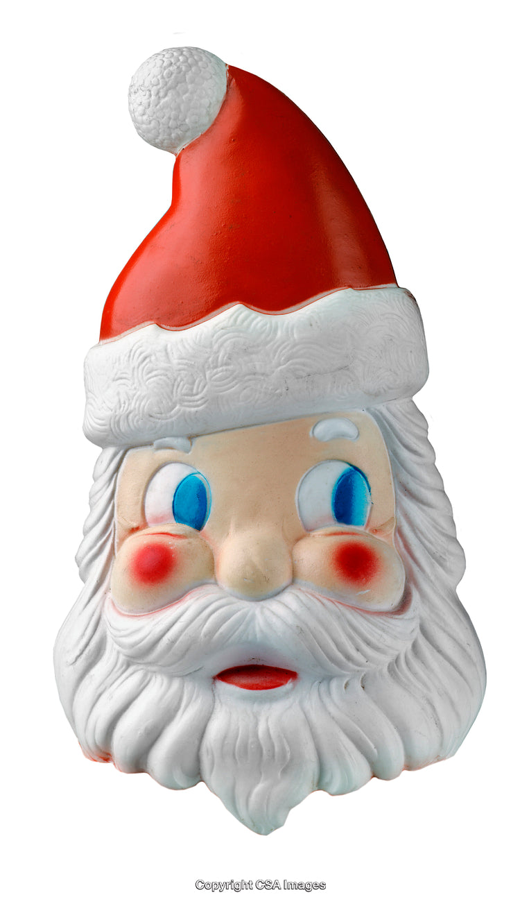 Festive Plastic Santa Claus Head with Red Hat and White Beard