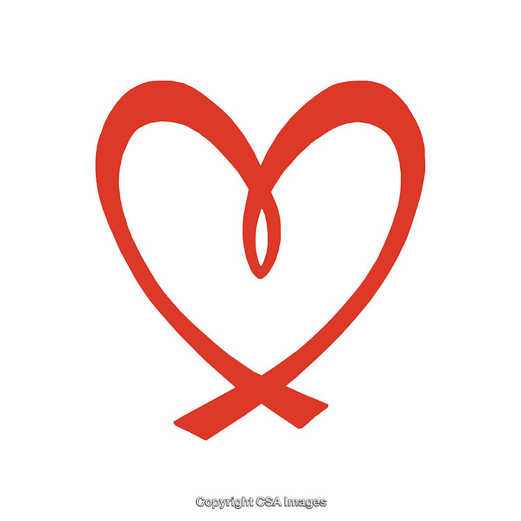 Simple Red Heart Design with Whimsical Styling on White Background