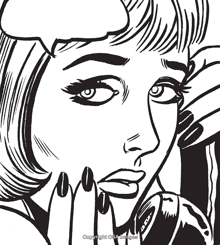Stylized Pop Art Illustration of a Woman on a Telephone