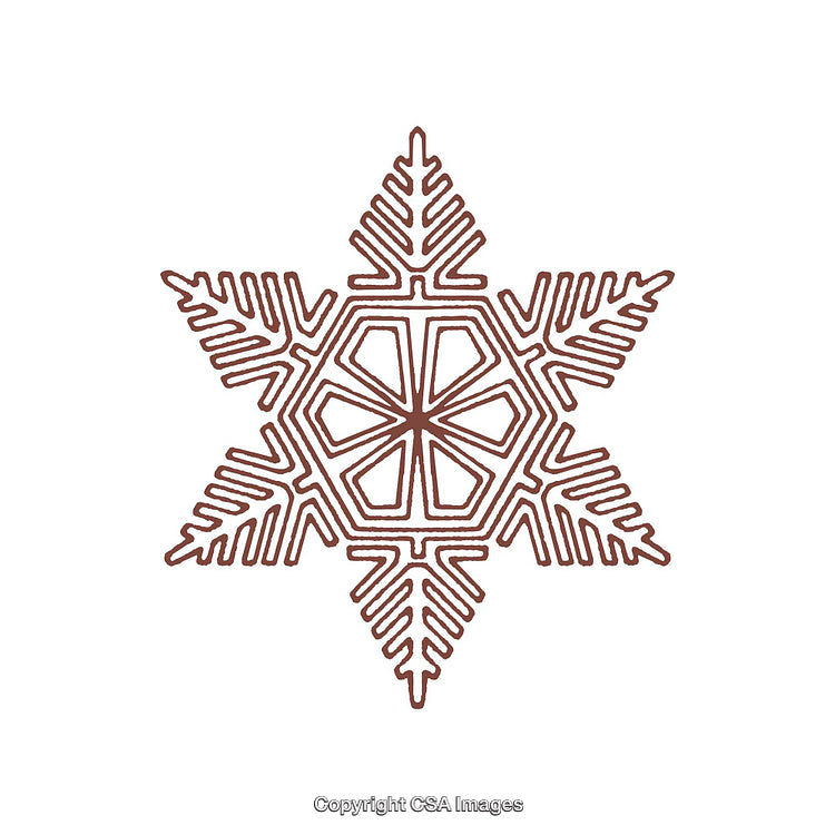 Elegant Brown Snowflake Outline in Geometric Design on White