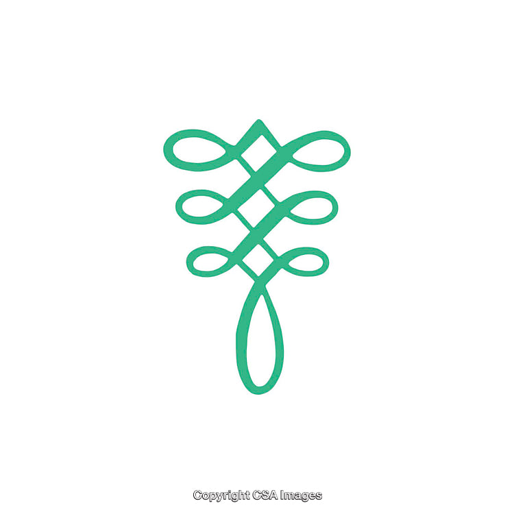 Green Geometric Design with Interwoven Loops on White Background