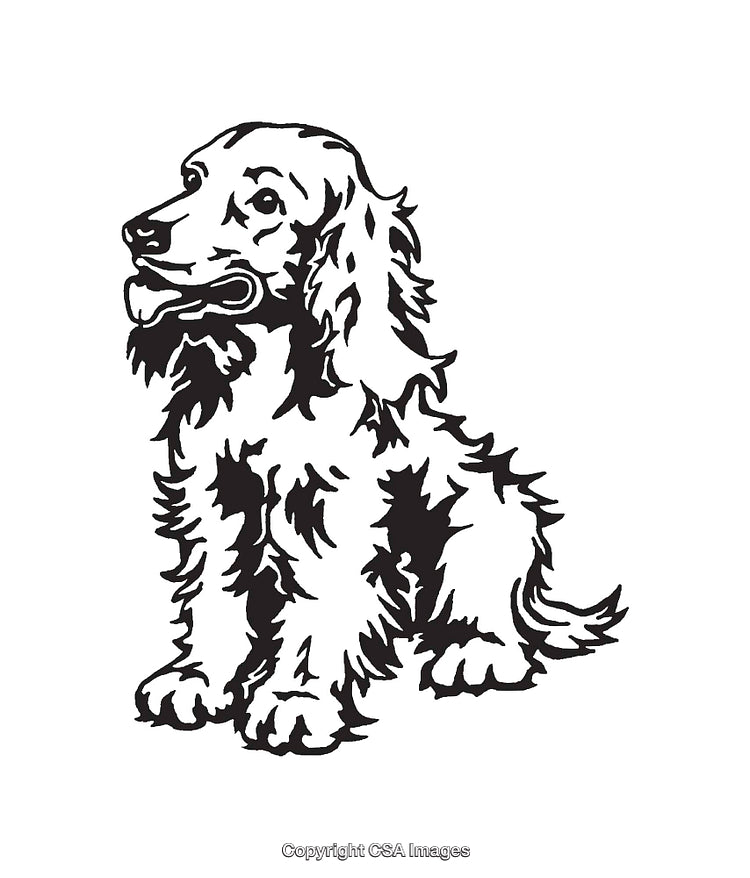 Black and White Line Art Illustration of a Sitting Dog