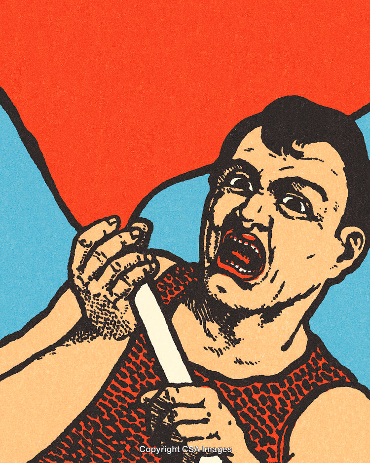 Illustration of a Person Holding a Flag with a Dynamic Expression