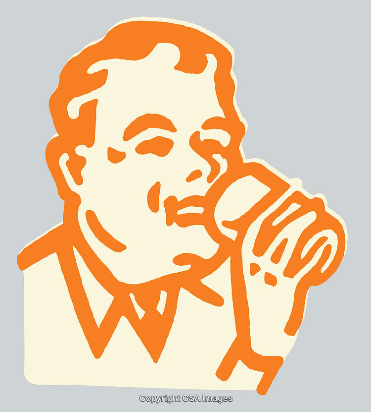 Vintage Illustration of a Man Drinking From a Cup in Retro Style
