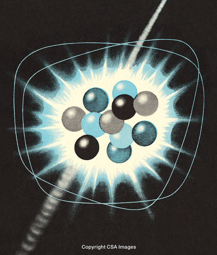 Artistic Representation of Atomic Structure With Glowing Energy Effect