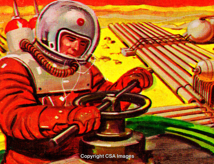 Astronaut Working on Space Equipment in a Futuristic Environment