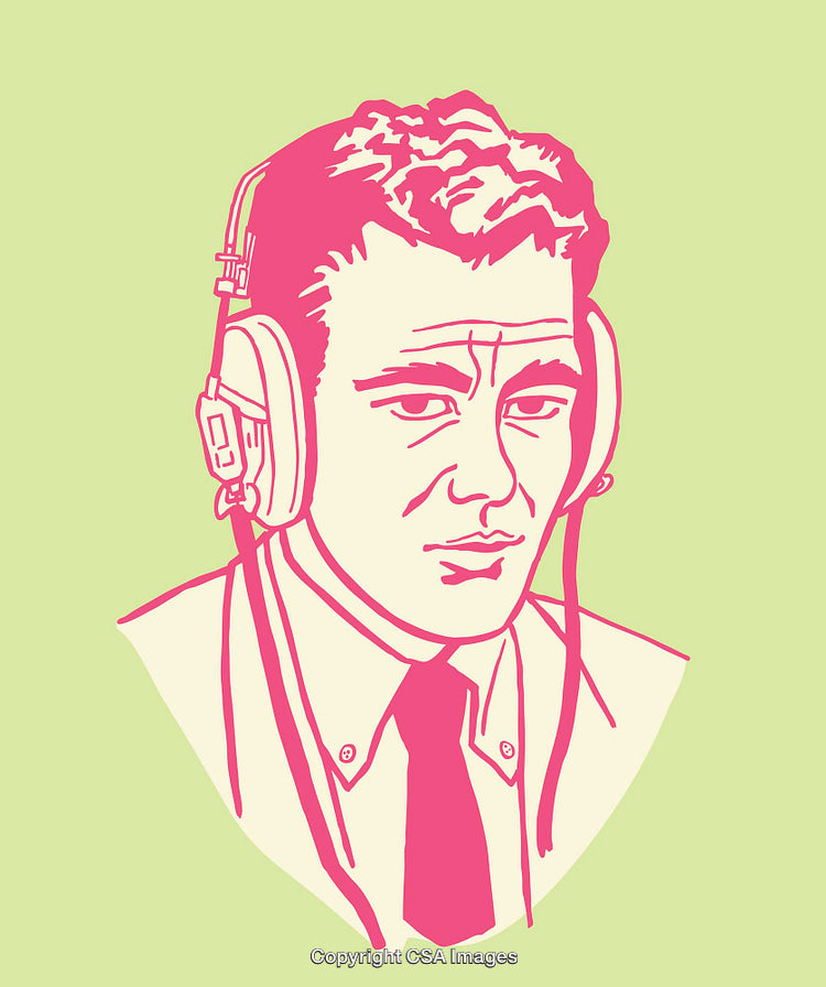 Colorful Line Art Illustration of a Man Wearing Headphones