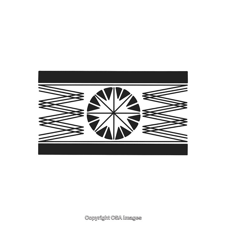 Black and White Abstract Design Ornament with Symmetrical Patterns