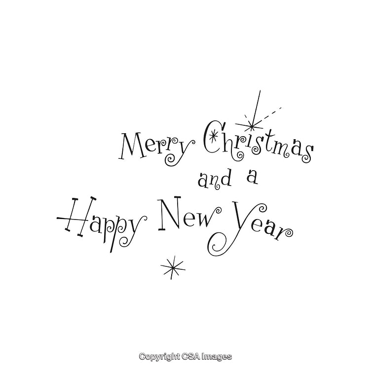 Elegant Merry Christmas and Happy New Year Hand-Drawn Greeting Design