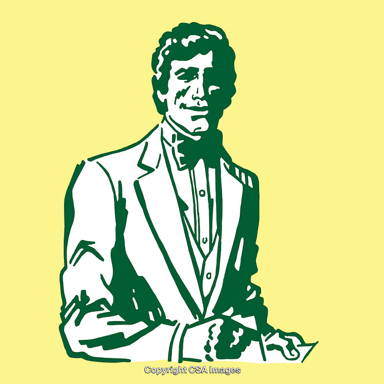 Vintage Style Color Line Art Portrait of a Gentleman in Classic Attire