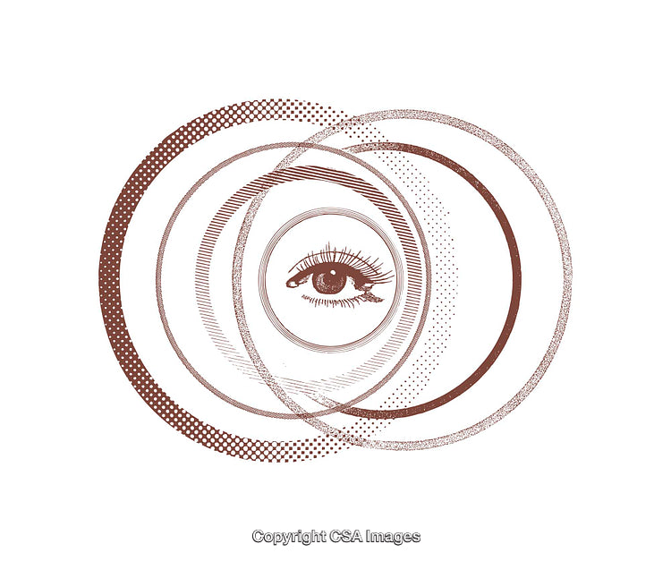 Stylized Eye with Circular Line Patterns in Artistic Diagram Design