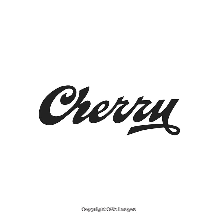 Stylized Black Calligraphy of the Word 'Cherry' on White Background