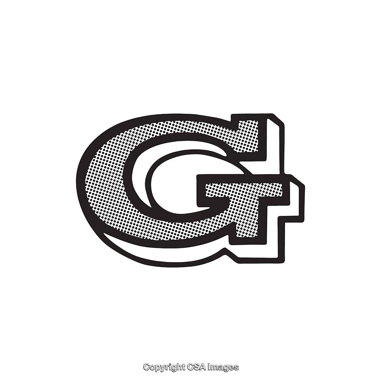 Stylized Black and White Illustration of the Letter G and T