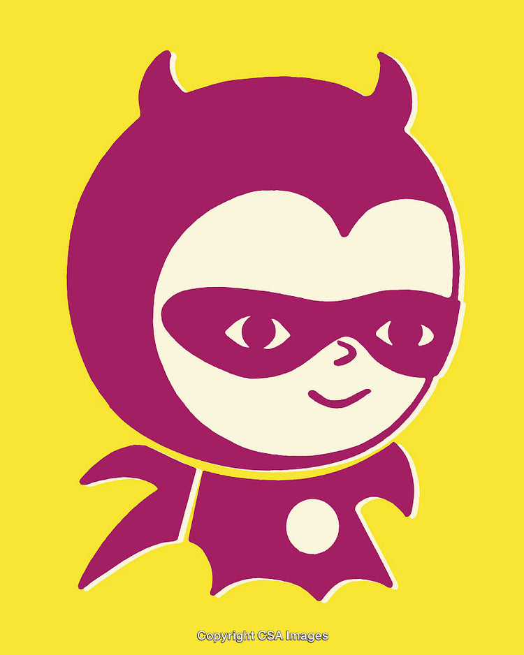 Colorful Cartoon Style Devil Mask Illustration on Bright Background