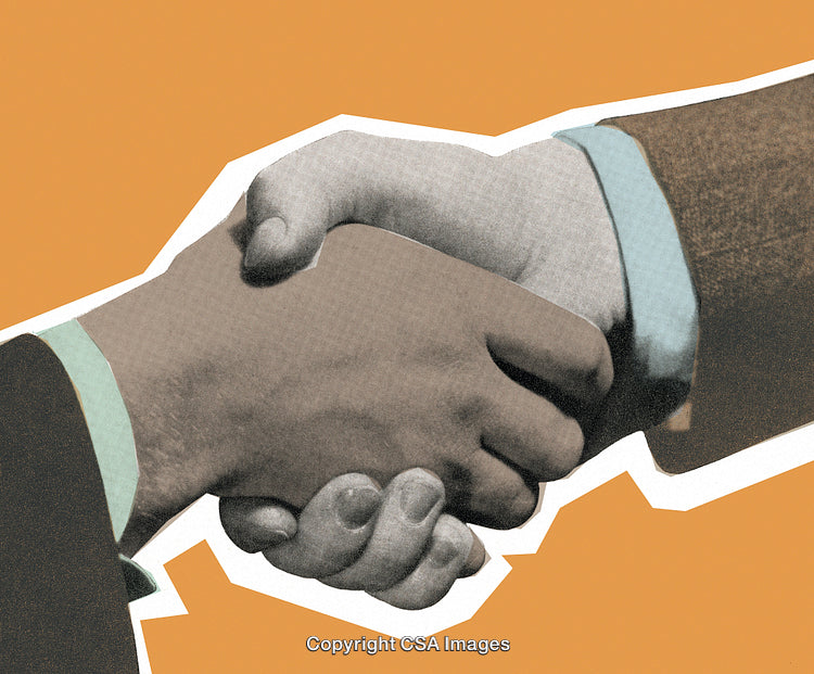 Collaborative Handshake Between Professionals on a Textured Background